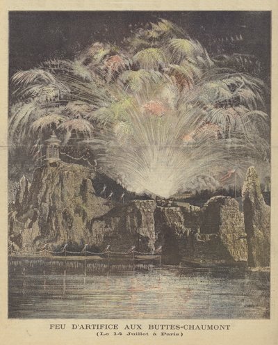 Feuerwerk zum Bastille-Tag im Parc des Buttes-Chaumont, Paris von French School